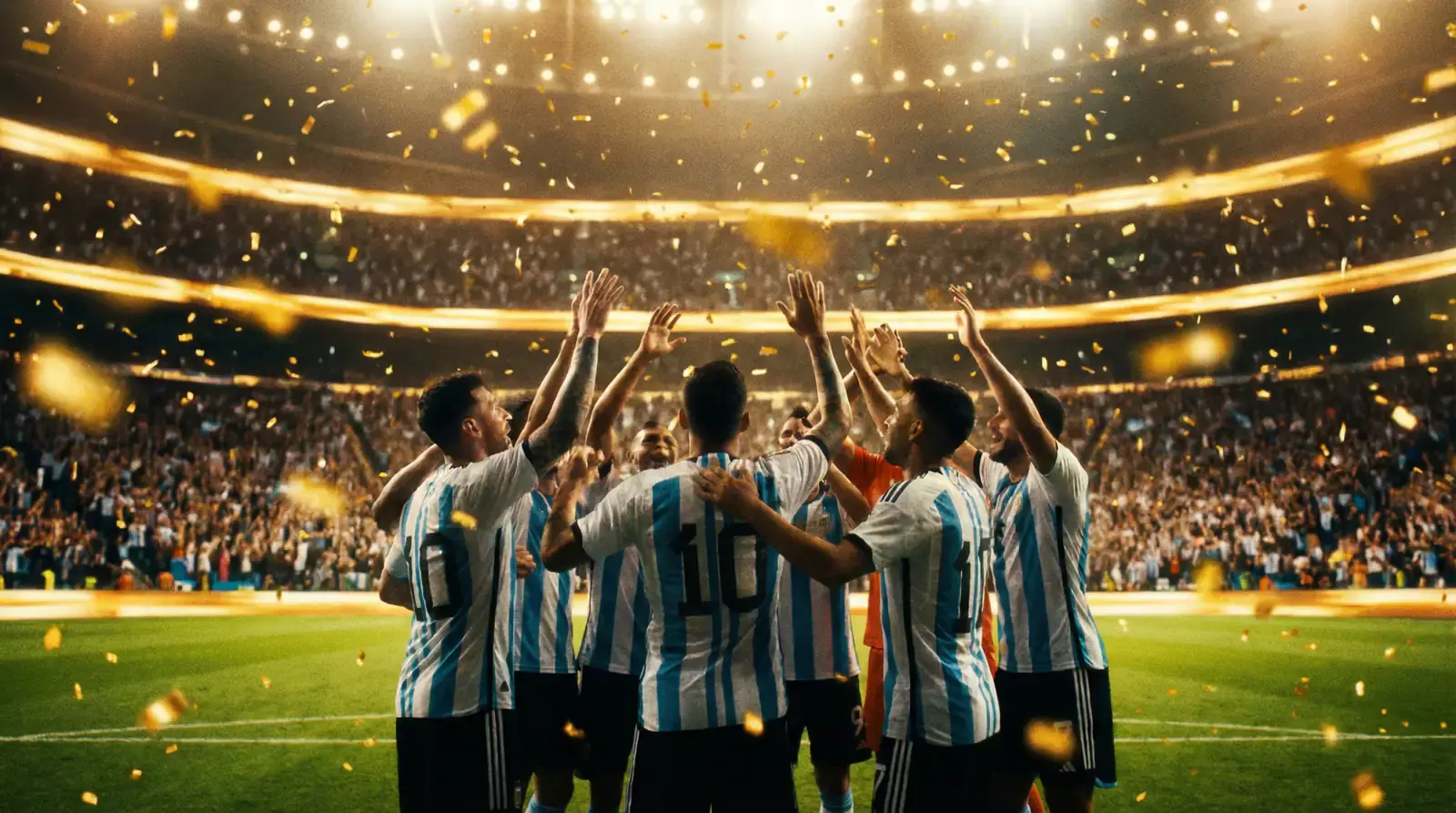 Argentinas landslag med VM-pokalen efter triumfen i Qatar 2022