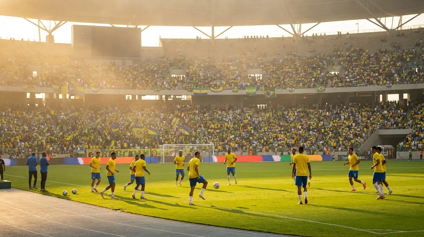 Brasiliens landslag i gula tröjor under CONMEBOL VM-kval