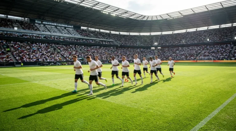 Tysklands landslag i vita tröjor under europeiskt VM-kval