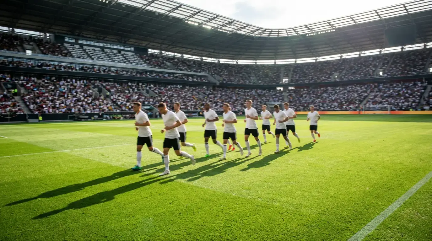 Tysklands landslag i vita tröjor under europeiskt VM-kval